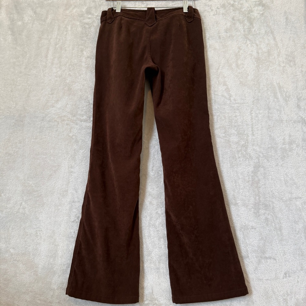 Womens Y2K Brown Velvet Flare Pants junior 5 Velour Bootcut Forest fairy - Picture 6 of 10